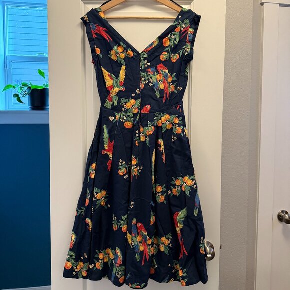 Emily and Fin Playful Parrots Dress Swing with Pockets, Size S / UK 10 - Picture 5 of 6